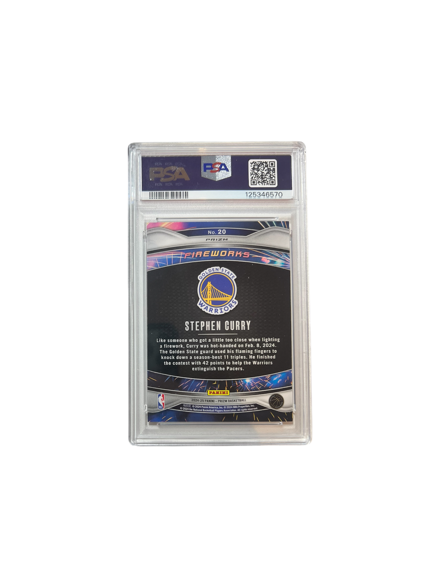2024 Panini Prizm Stephen Curry Fireworks Silver PSA Card