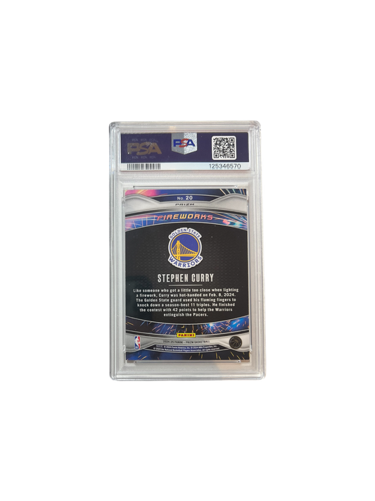 2024 Panini Prizm Stephen Curry Fireworks Silver PSA Card