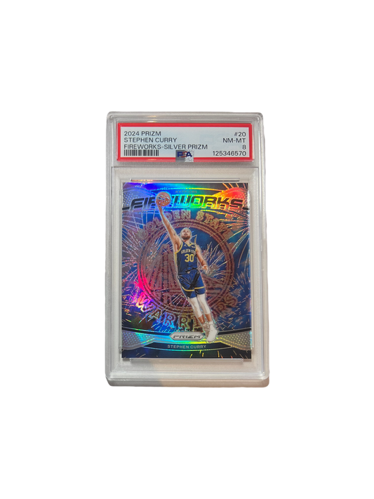 2024 Panini Prizm Stephen Curry Fireworks Silver PSA Card