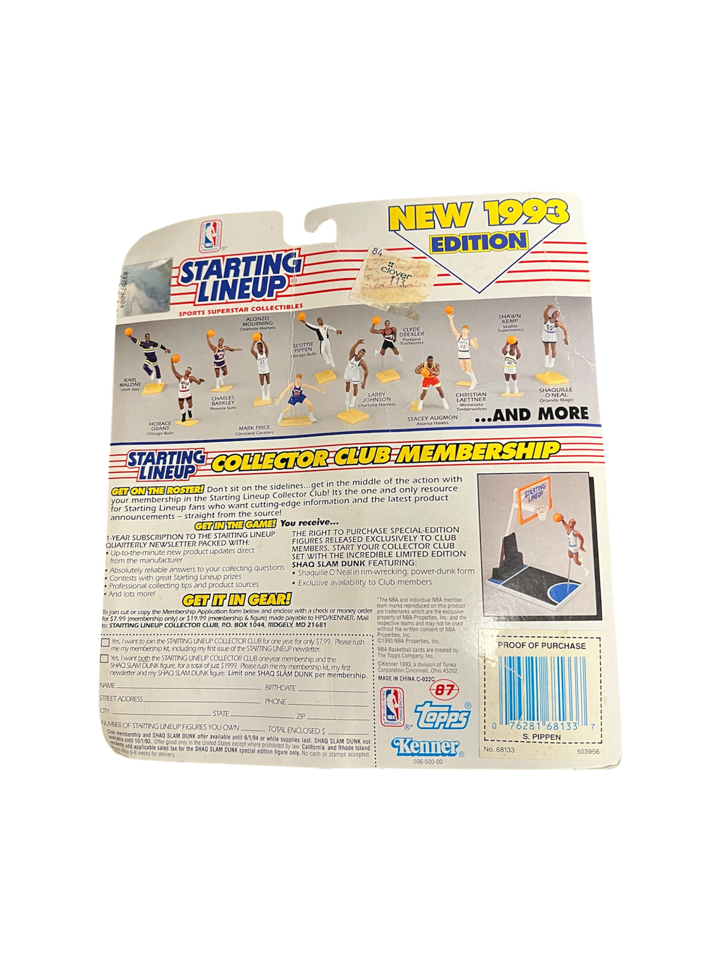 1993 Kenner Starting Lineup Scottie Pippen Chicago Bulls Action Figure with 2 Topps cards