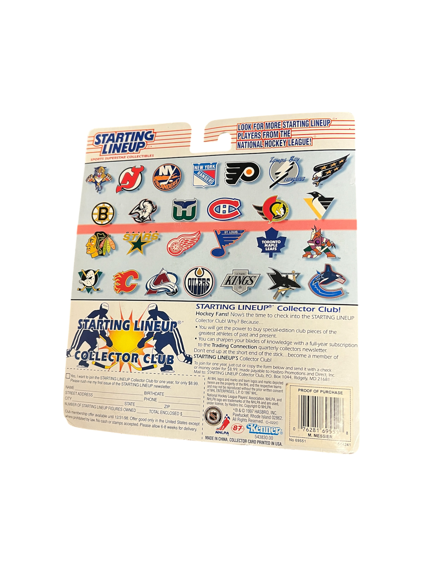 1997 Kenner Starting Lineup Mark Messier New York Rangers Action Figure with card