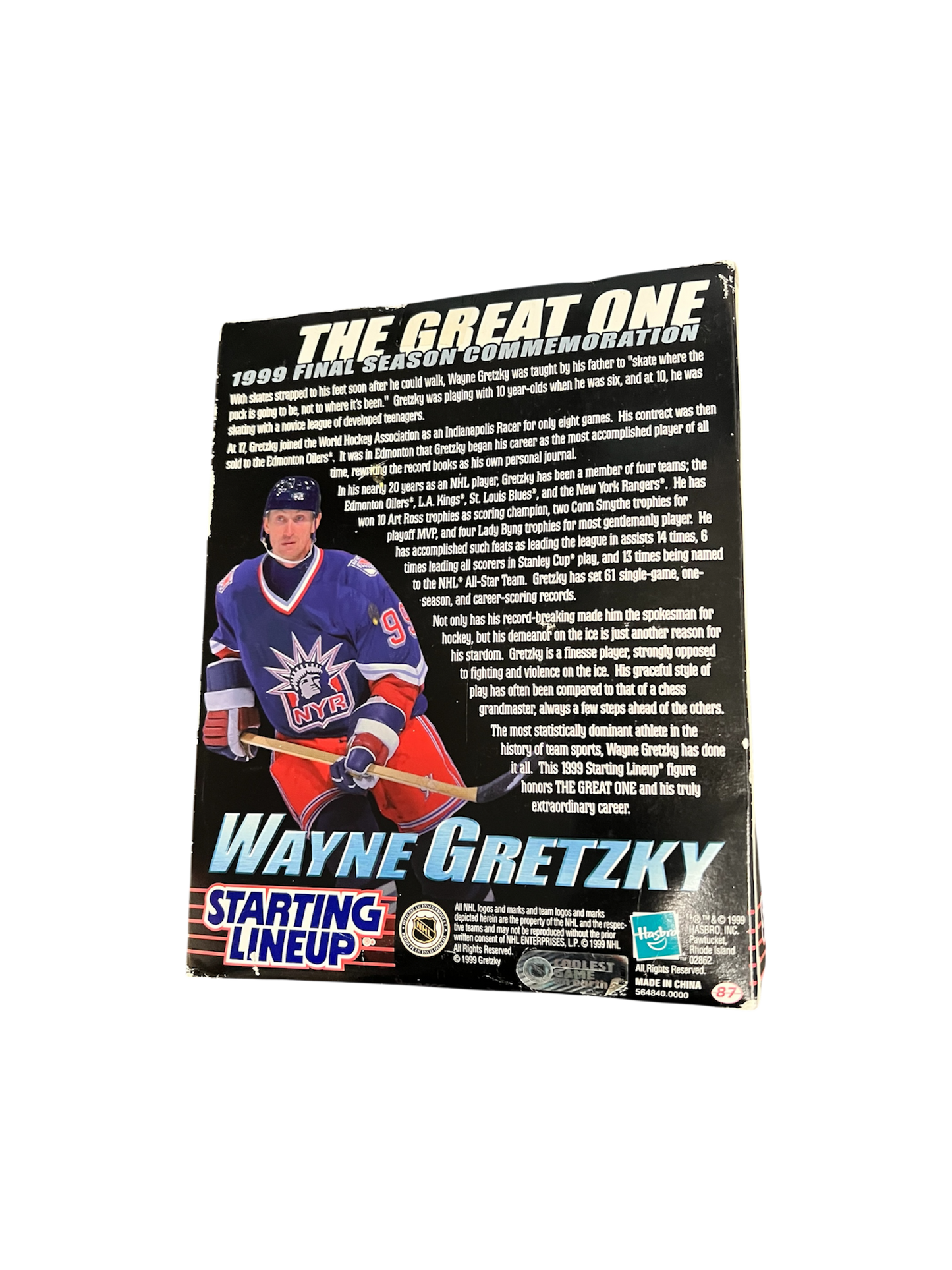 1999 Hasbro Starting Lineup Wayne Gretzky New York Rangers Action Figure