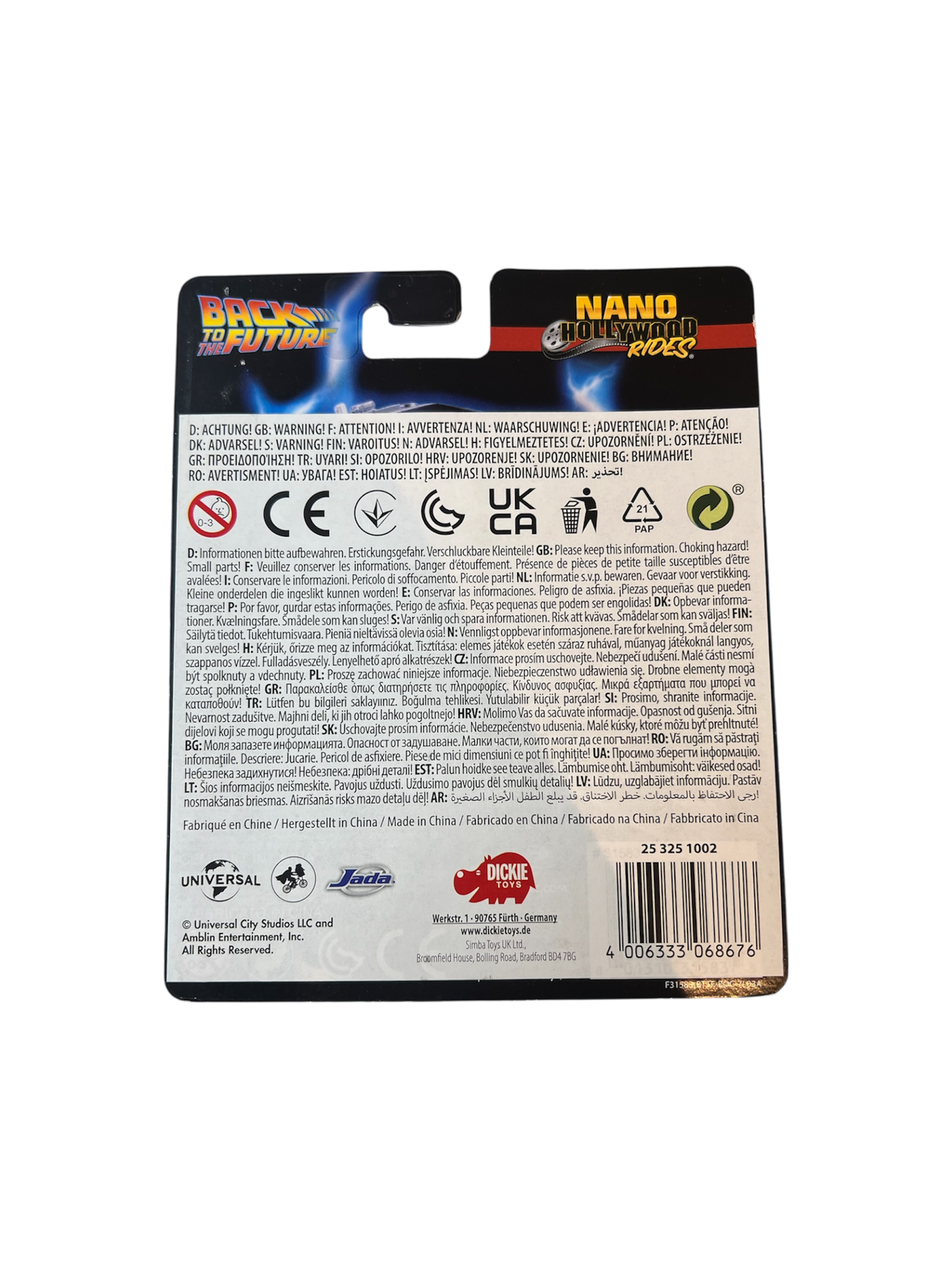 2022 Jada Nano Hollywood Rides Back to the Future Time Machine Car Model