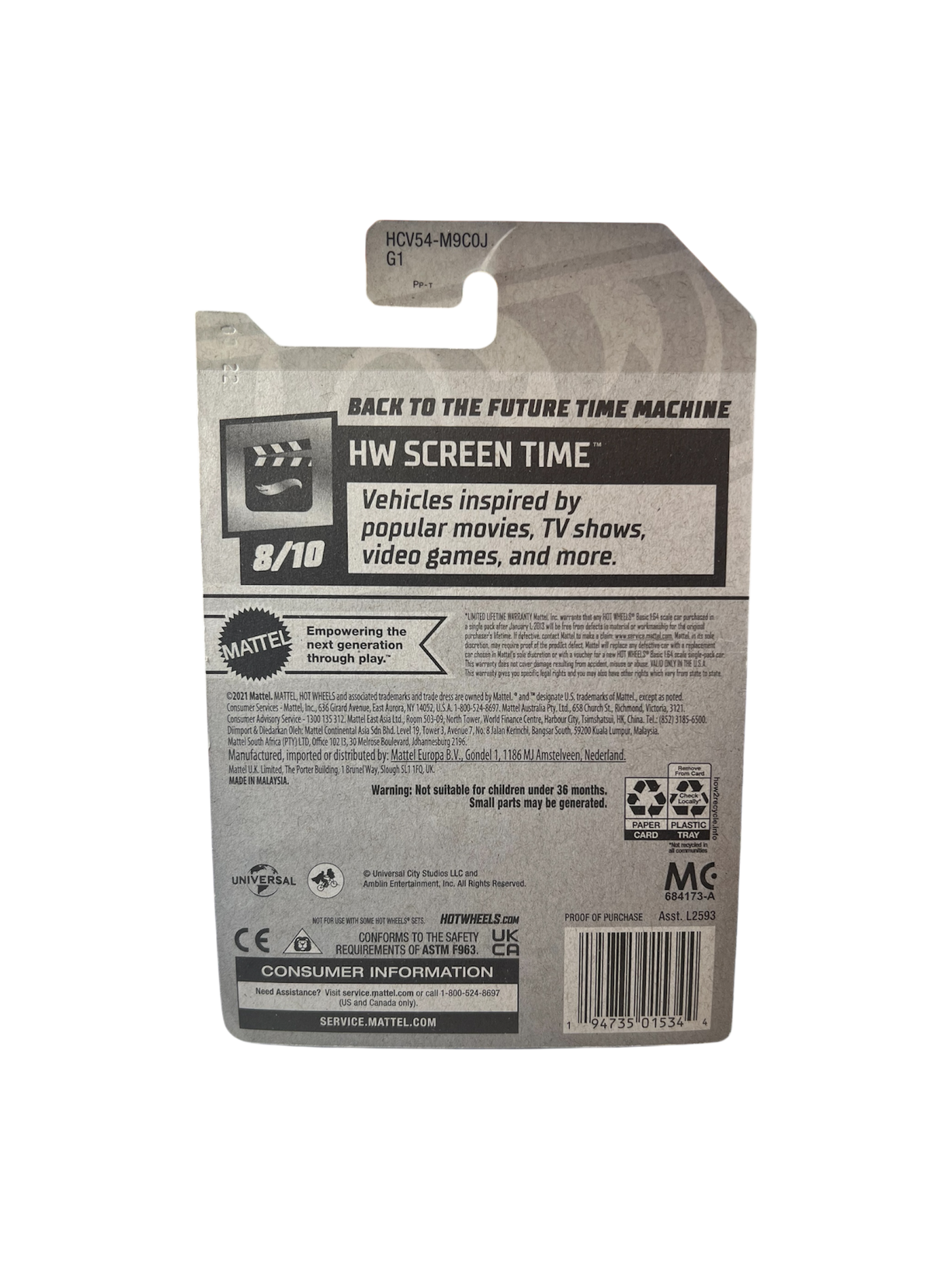 2021 Mattel Hot Wheels Back to the Future Dolorean Time Machine Hover mode Car Model