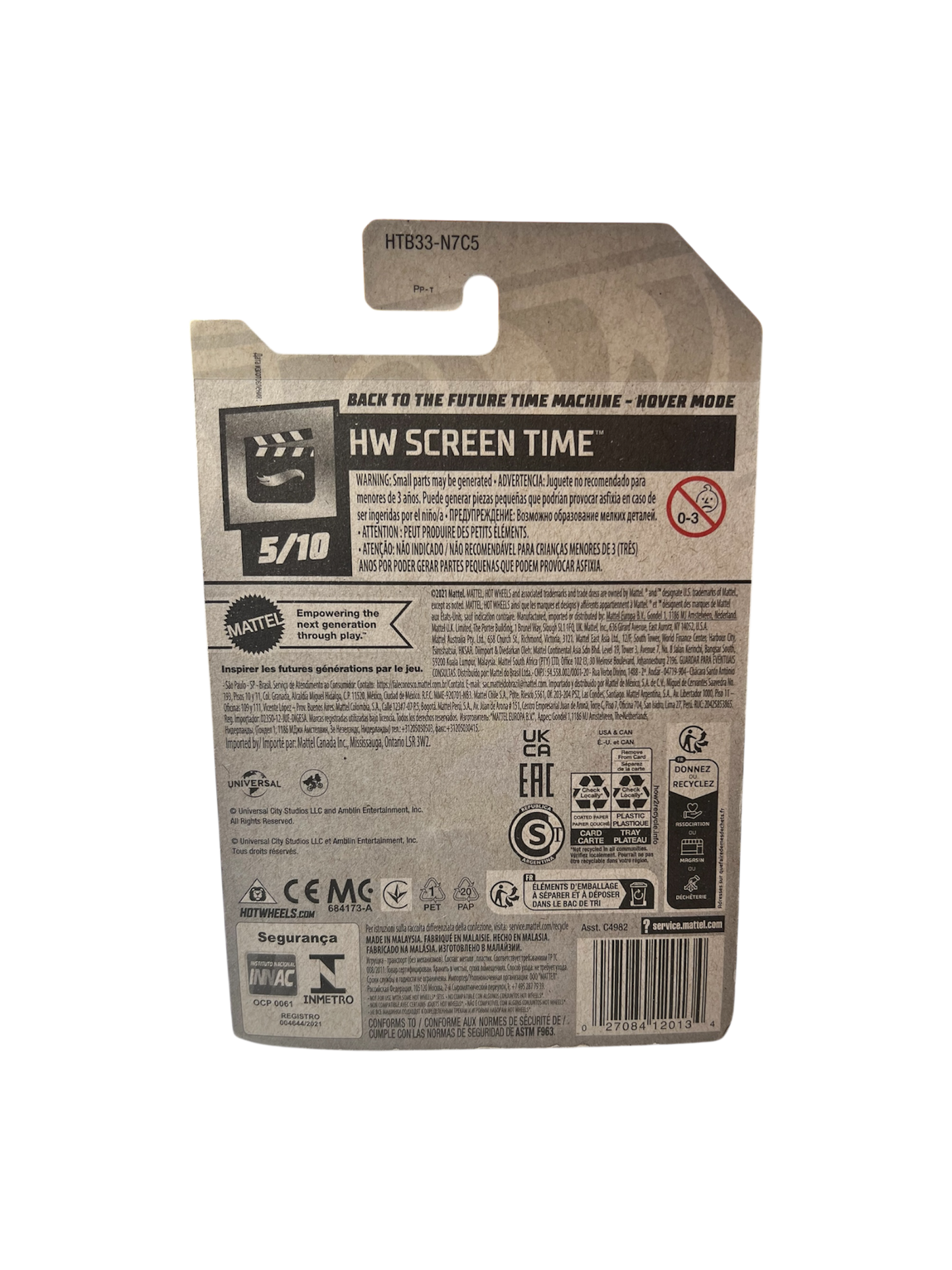 2021 Mattel Hot Wheels Back to the Future Dolorean Time Machine Car Model