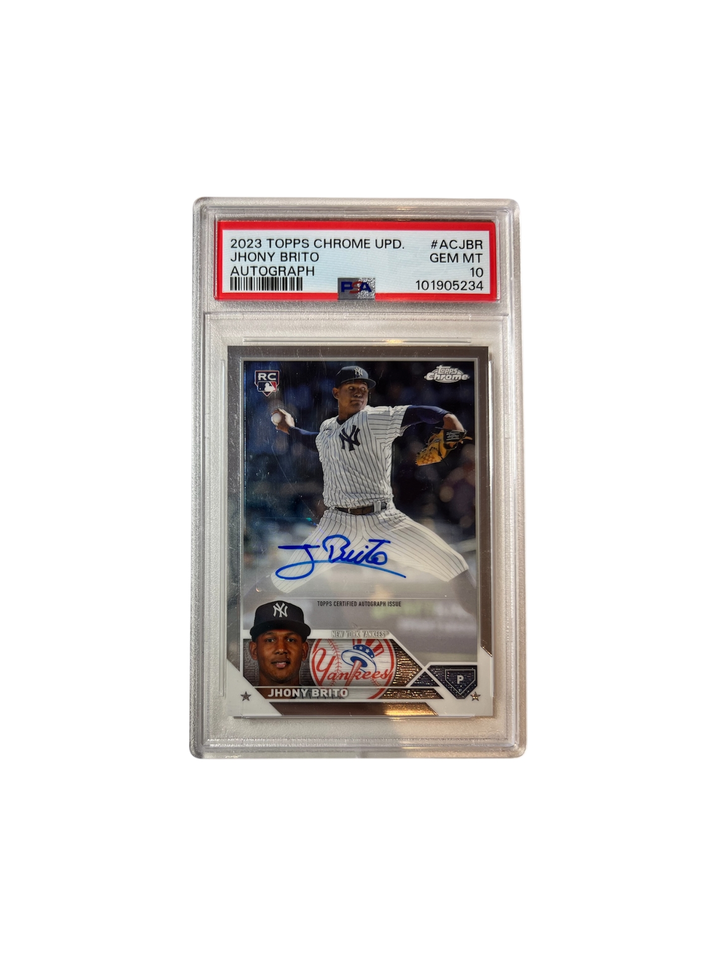 2023 Topps Chrome Jhony Brito Yankees AUTO PSA Card