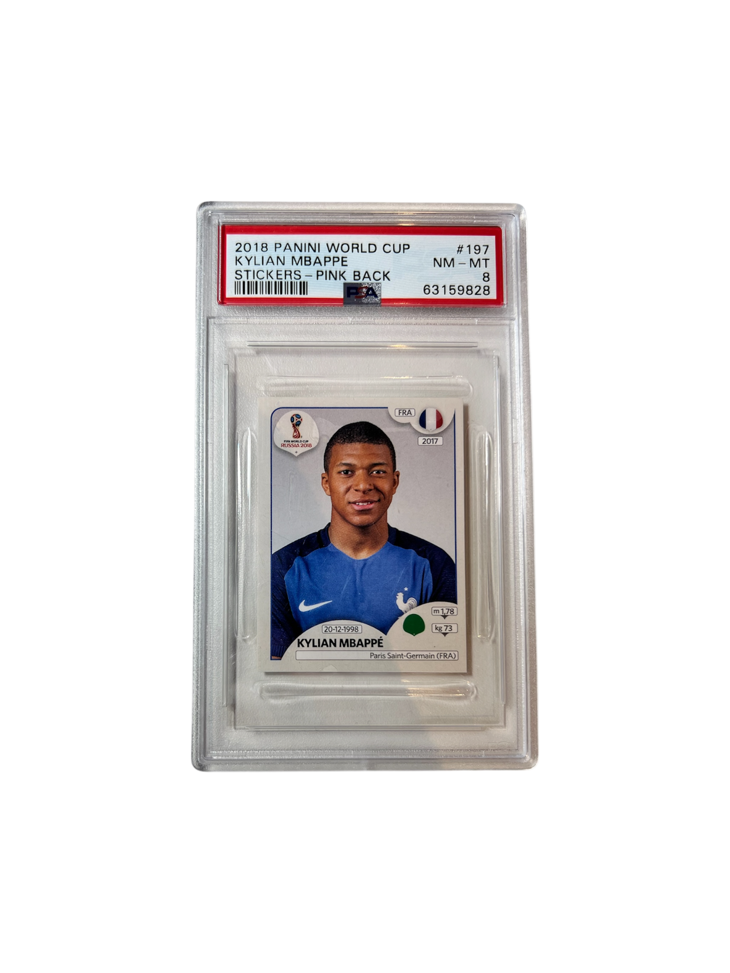 2018 Panini World cup Kylian Mbappé Stickers Pink PSA Card