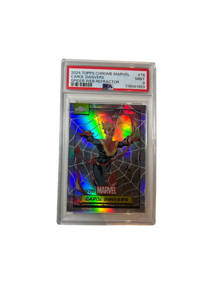 2024 Topps Chrome MARVEL Carol Danvers Spider Web Refractor PSA Card