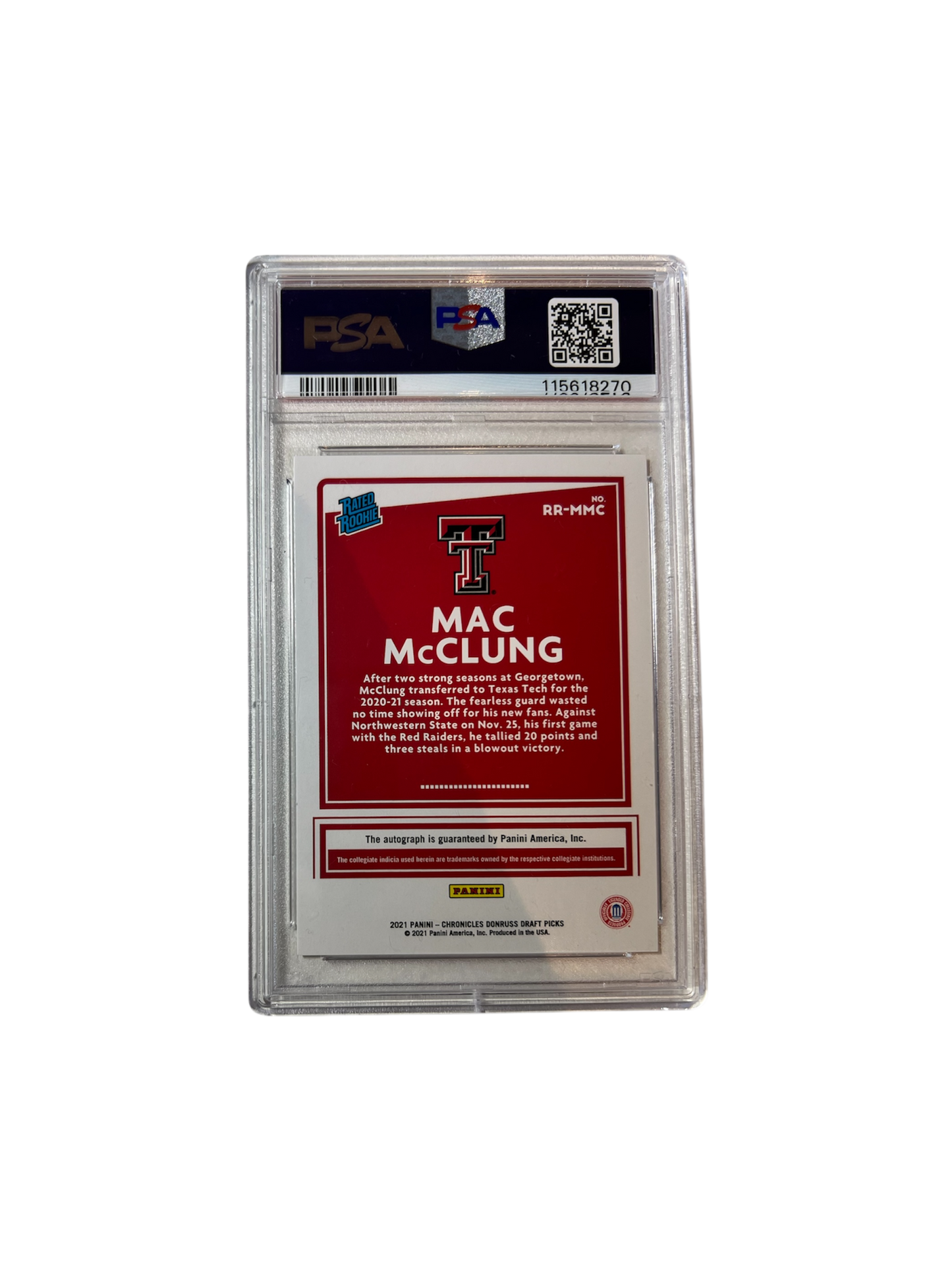 2021 Panini Chronicles Mac McClung /75 AUTO PSA Card