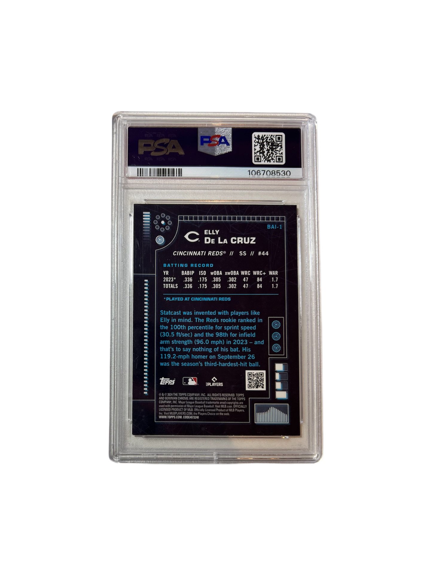 2024 Bowman Elly de la Cruz AI HOLO PSA Card