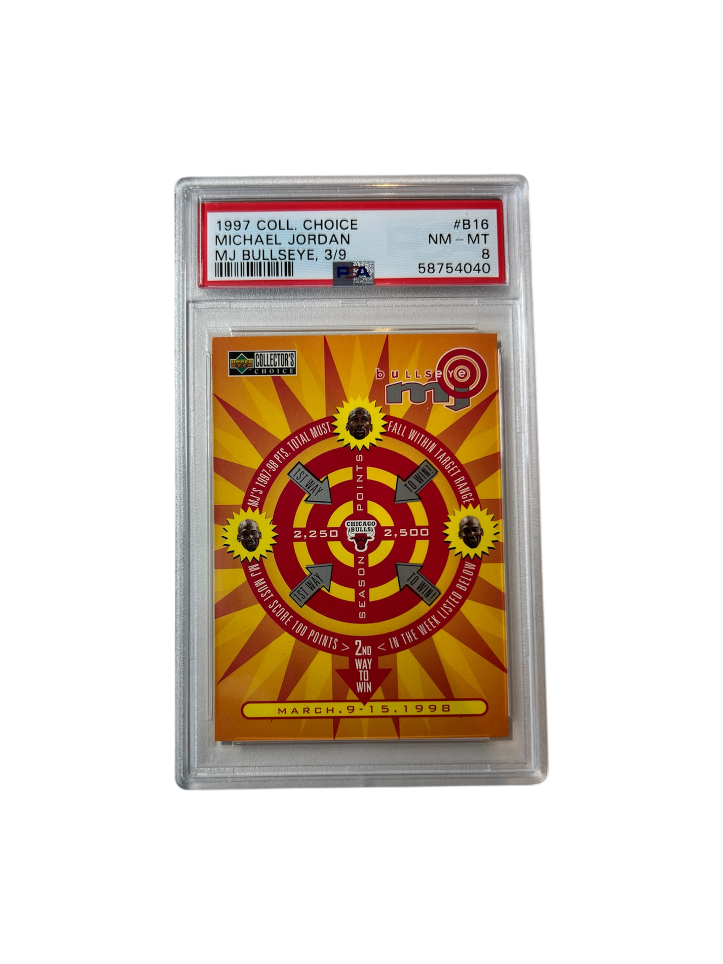 1997 Upper Deck Collector's Choice Michael Jordan Bullseye 3/9 #B16 PSA Card
