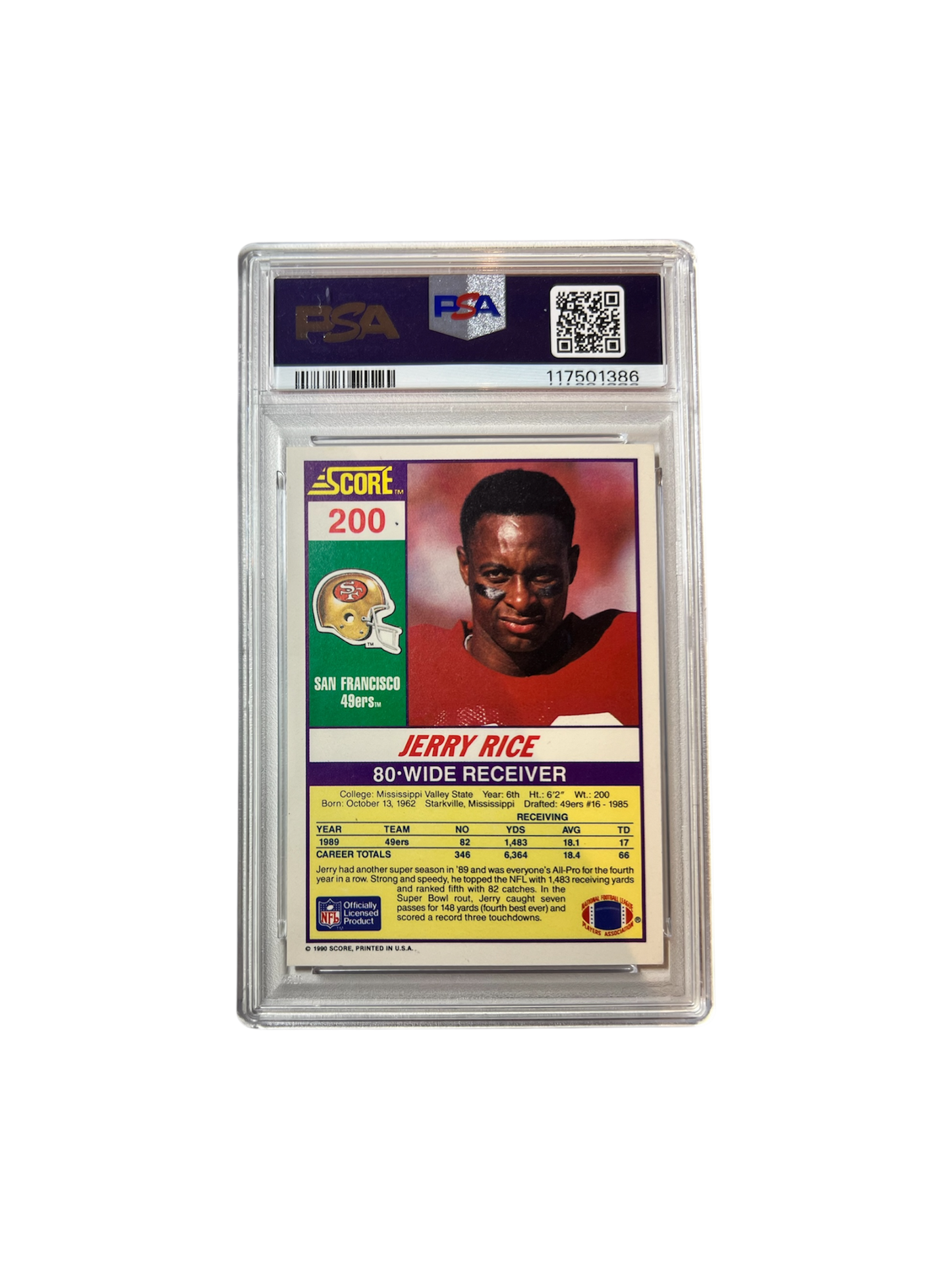 1990 Score Jerry Rice 49ers PSA Card