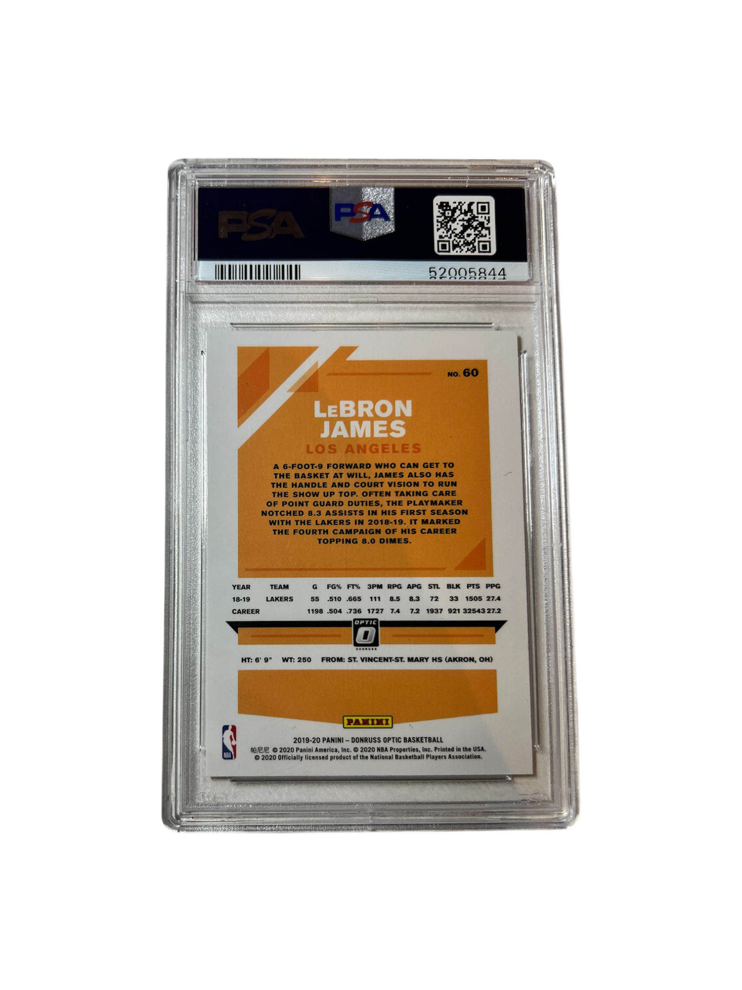 2018 Panini Donruss LeBron James Winner Stays Purple PSA Card