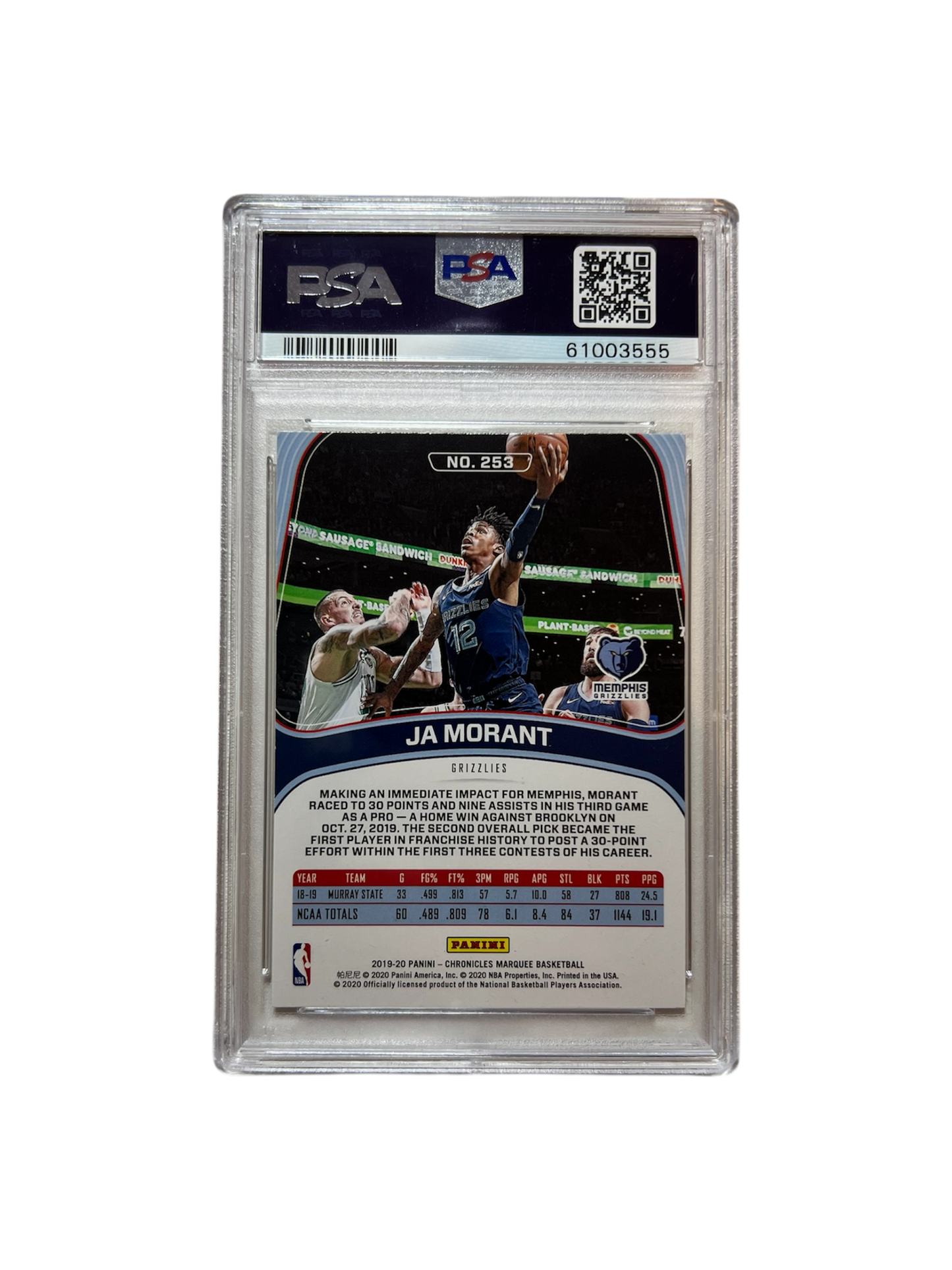 2019 Panini Chronicles Ja Morant HOLO #253 PSA Card