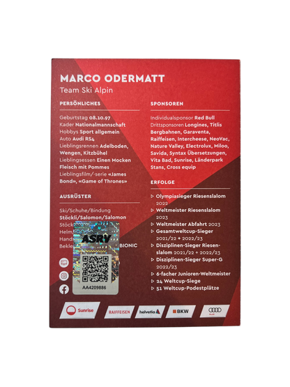 Ski Postcard signed by Marco Odermatt (105x148mm)