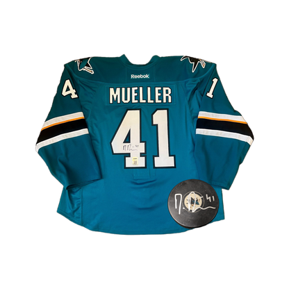 San Jose Sharks Mirco Mueller signed NHL Puck & Jersey Bundle