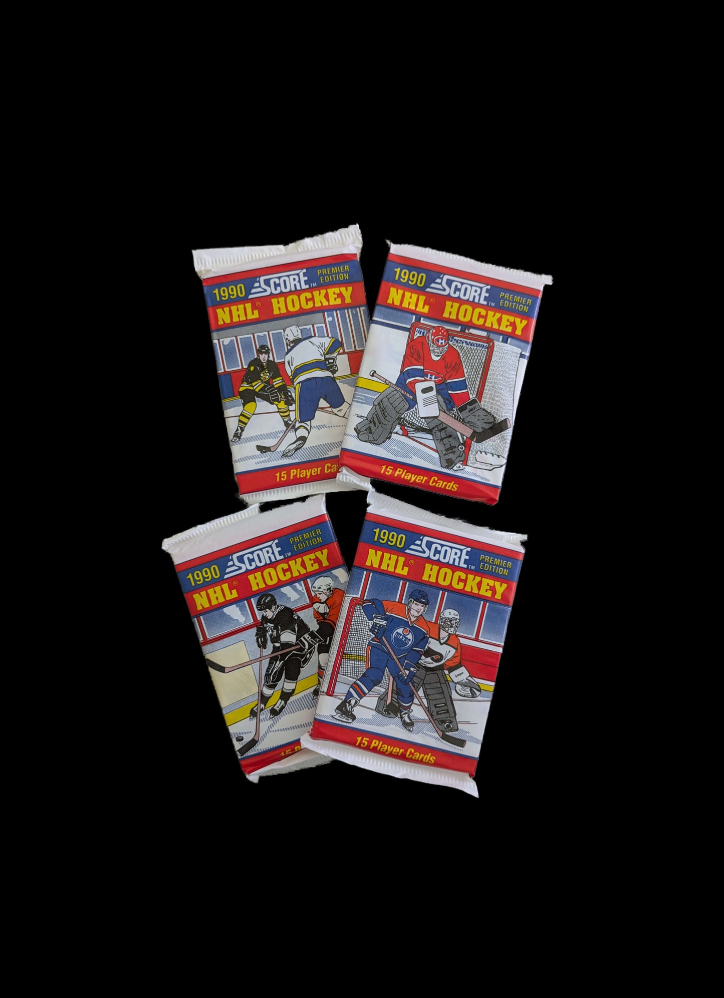 1990 Score NHL Hockey Premiere Edition Hobby 4 x Pack Bundle