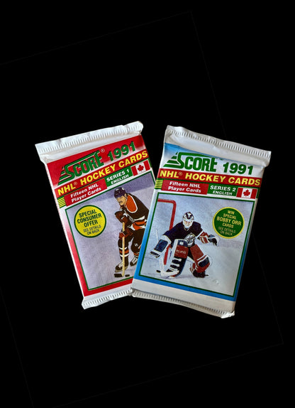 1991 Score NHL Hockey Series 1 & 2 Card Pack Bundle