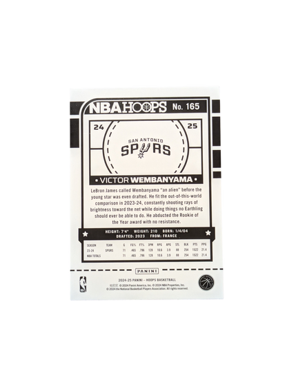 2024/25 Panini NBA Hoops San Antonio Spurs Victor Wembanyama #165 card