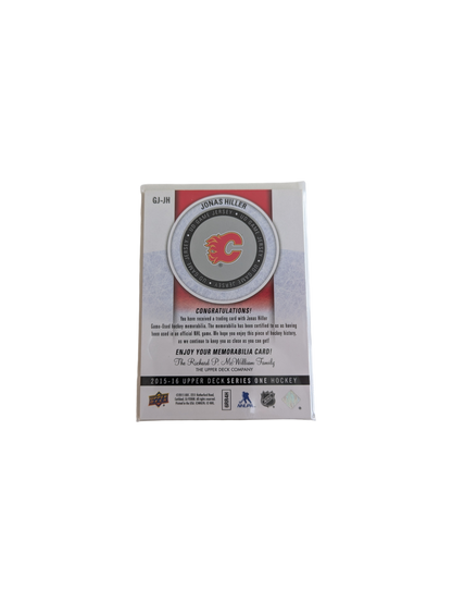 2015 Upper Deck Game Jersey Calgary Flames Jonas Hiller Patch GJ-JH card