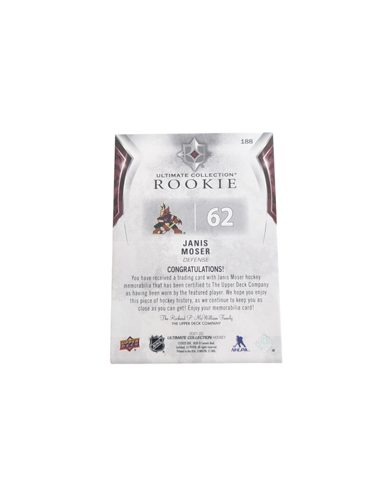 2022 Upper Deck Ultimate Collection Phoenix Coyotes Janis Moser Patch Rookie Card