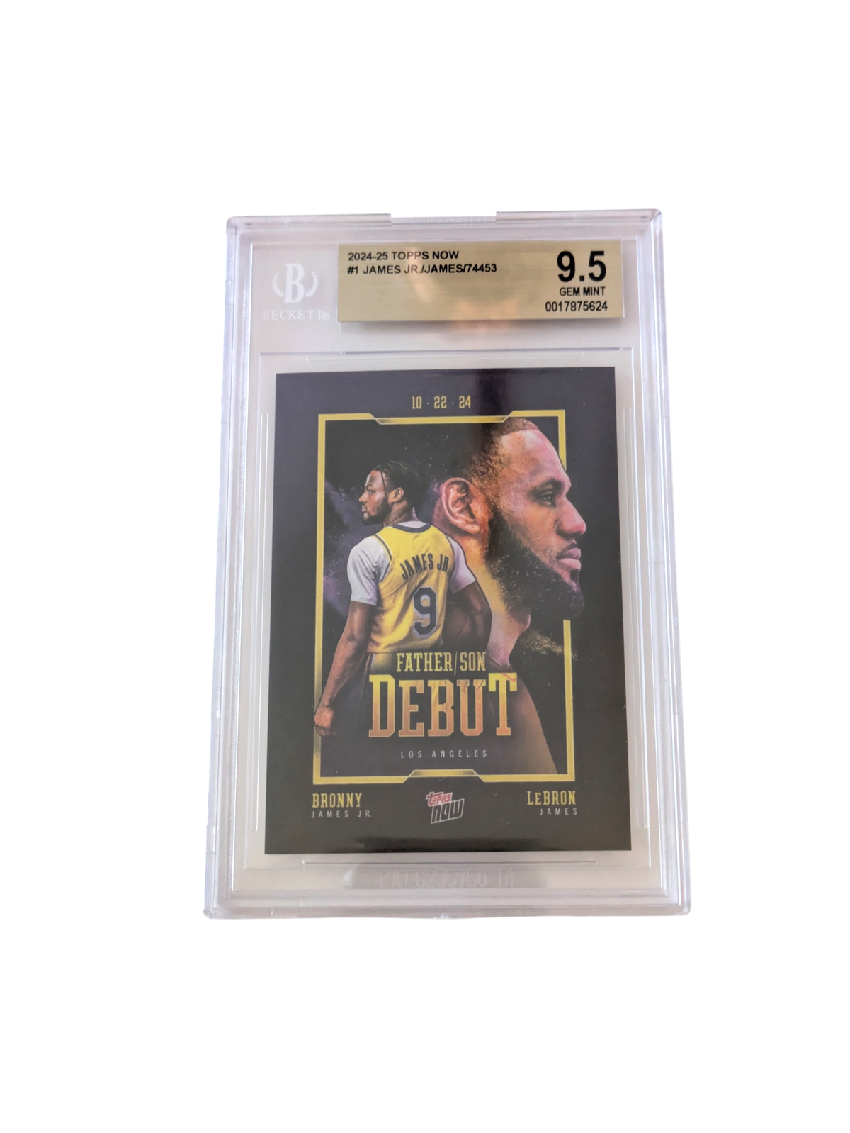 2024 Topps Now Bronny LeBron James Father & Son DEBUT Beckett 9.5 Card