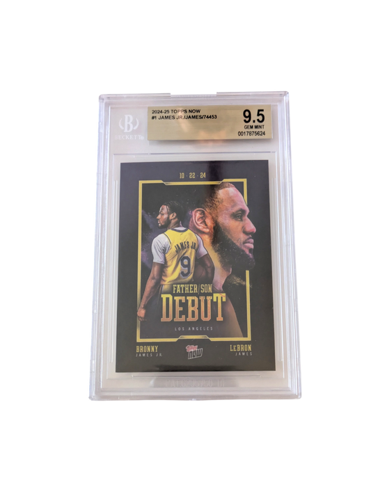 2024 Topps Now Bronny LeBron James Father & Son DEBUT Beckett 9.5 Card