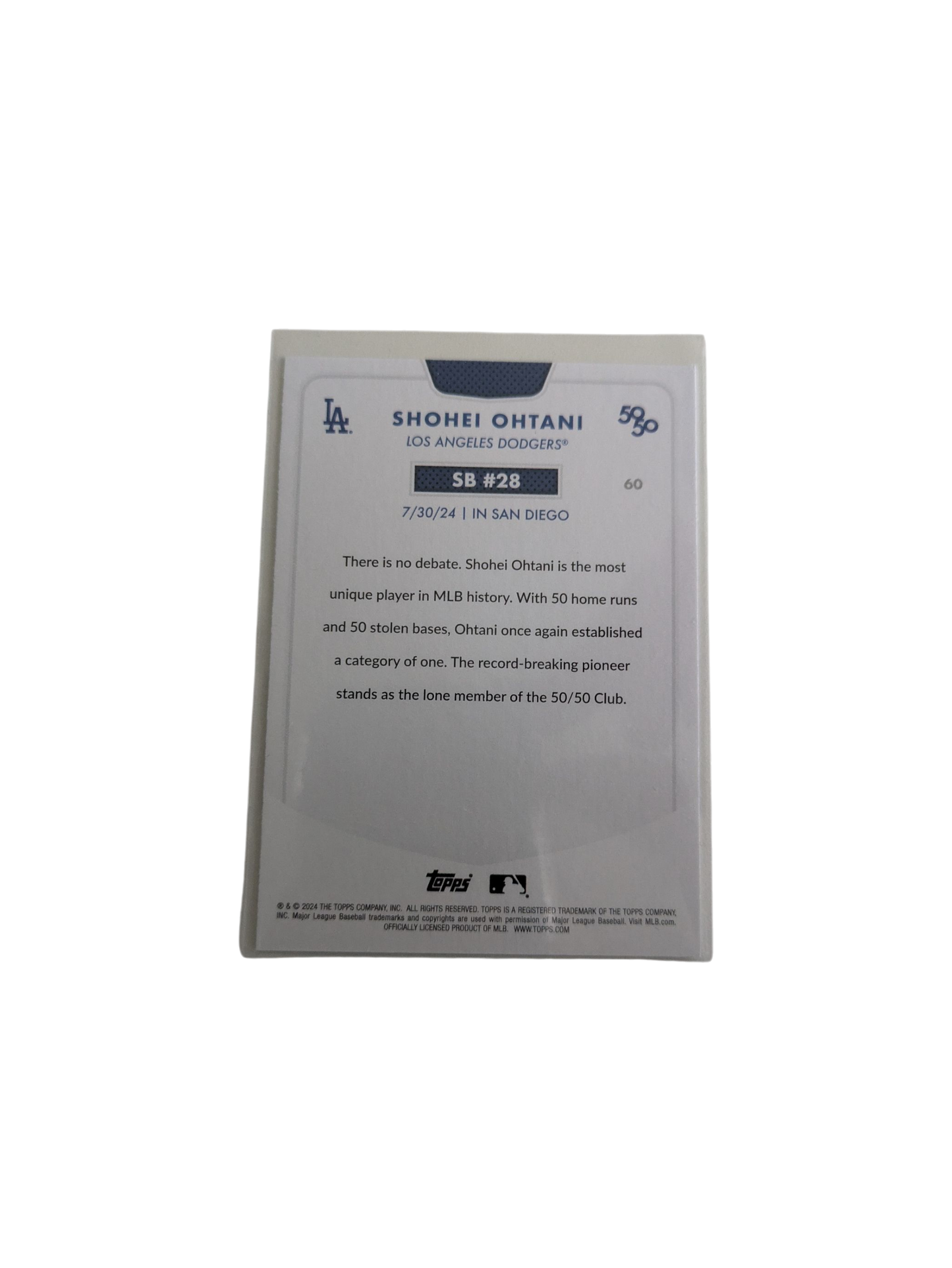 2024 Topps Los Angeles Dodgers Shohei Ohtani 50/50 SB #28 Card