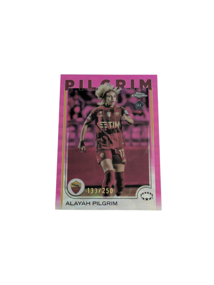 2025 Topps Chrome AS Roma Alayah Pilgrim Pink 133/250 Rookie card