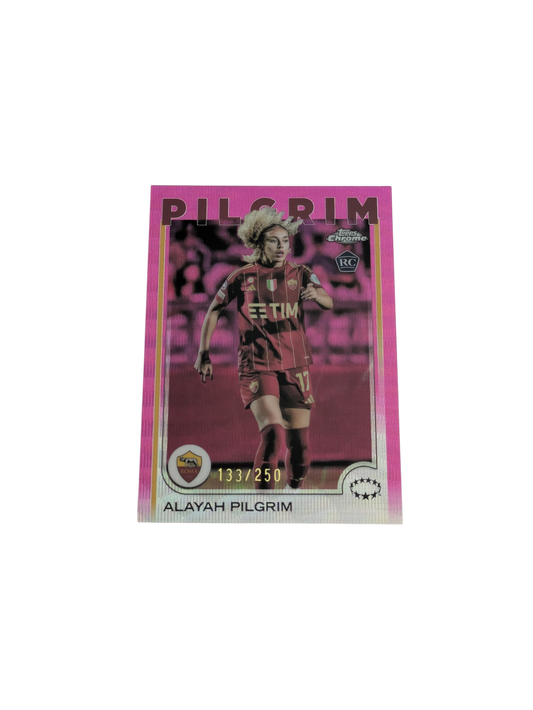 2025 Topps Chrome AS Roma Alayah Pilgrim Pink 133/250 Rookie card