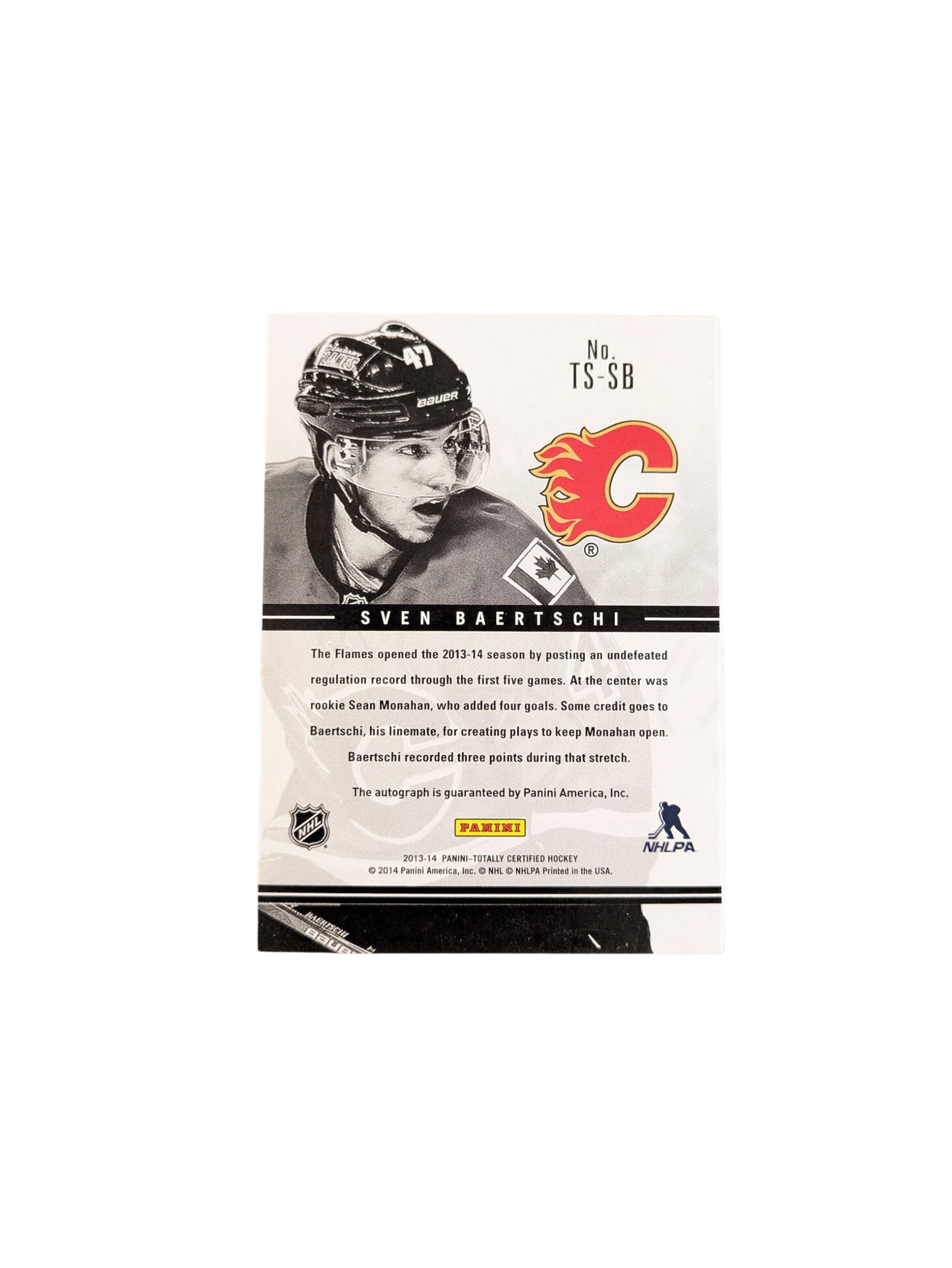 2013 Panini Totally Certified Calgary Flames Sven Baertschi Auto Rookie card