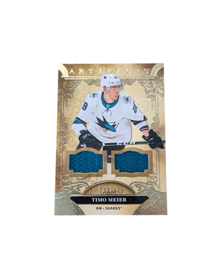 2020 Upper Deck Artifacts San Jose Shark Timo Meier #8 Double Patch card