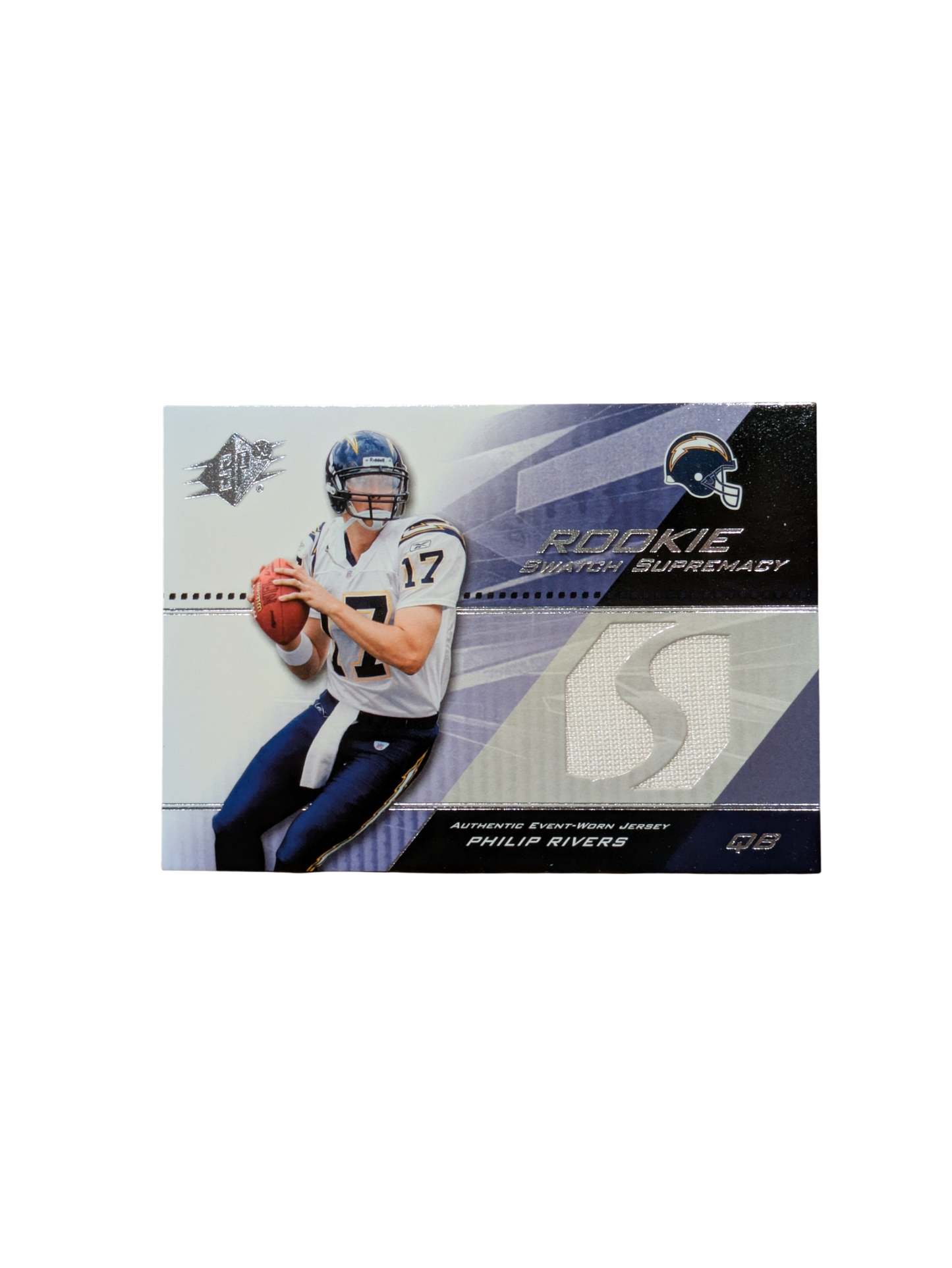 2004 Upper Deck Rookie Swatch Supremacy San Diego Charges Philip Rivers  Game Worn Patch card