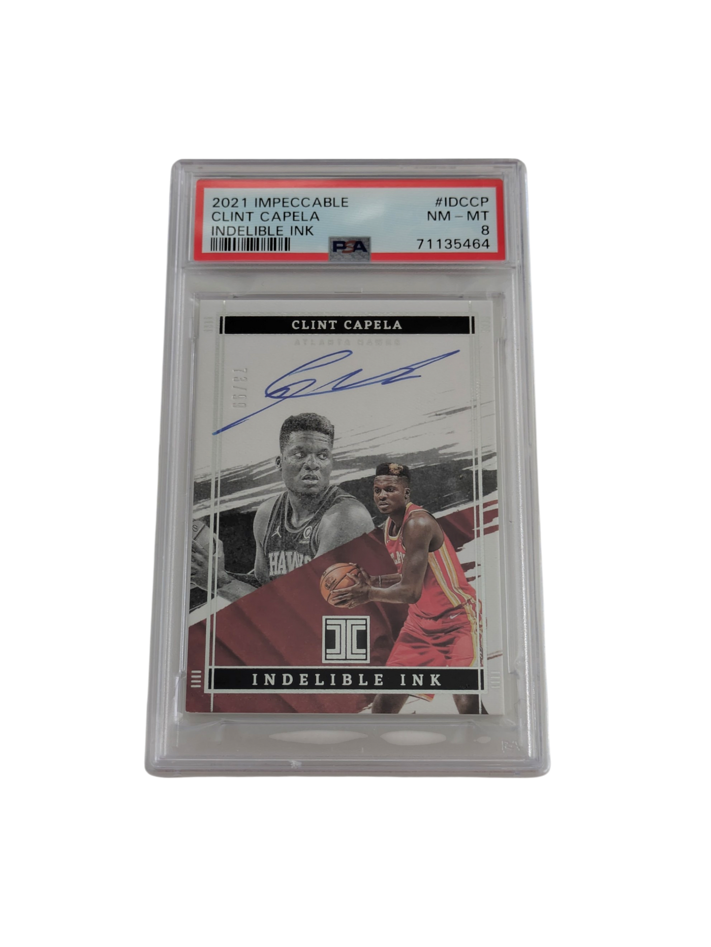 2021 Panini Impeccable Indelible Ink Clint Capela 73/99 Auto Card PSA 8