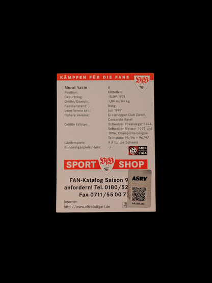 VfB Stuttgart Football Auto Card signed by Murat Yakin