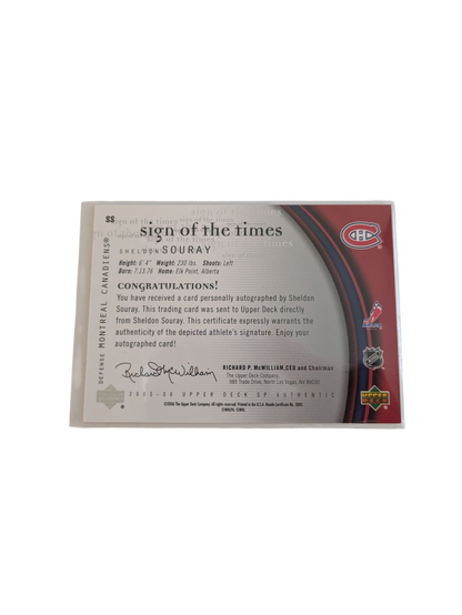 2006 Upper Deck Sign of the Times Montreal Canadiens Sheldon Souray Auto Card
