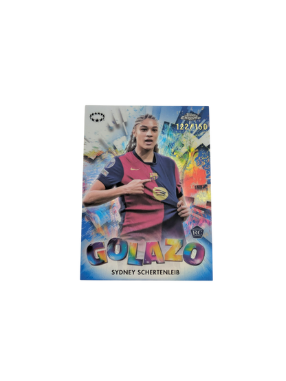 2025 Topps Chrome FC Barcelona Sydney Schertenleib Golazo 122/150 Rookie card