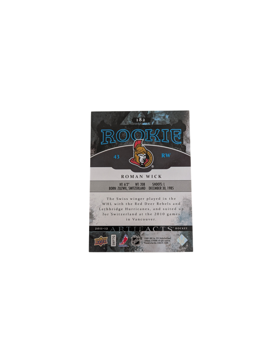 2011 Upper Deck Artifacts Ottawa Senators Roman Wick Rookie 224/999 card