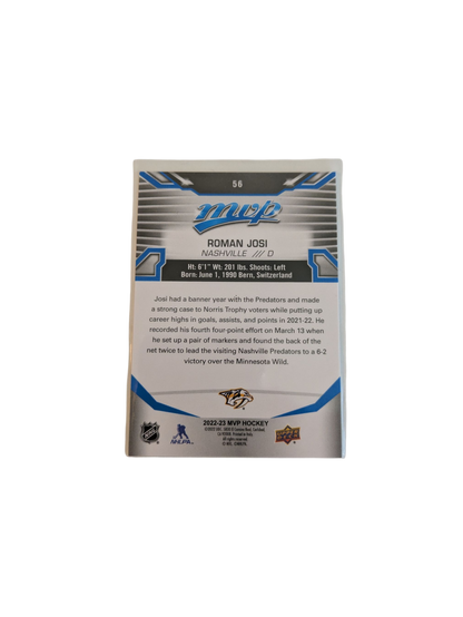 2023 Upper Deck MVP Nashville Predators Roman Josi #56 Card