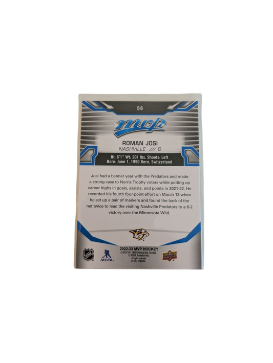 2023 Upper Deck MVP Nashville Predators Roman Josi #56 Card