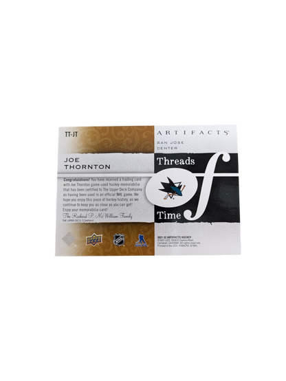 2021 Upper Deck Artifacts San Jose Sharks Joe Thornton Threads Time Patch card