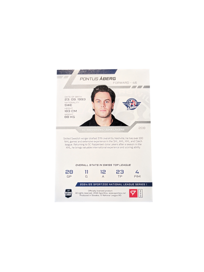 2025 SportZoo National League Rapperswil Pontus Aberg 01/20 Red card