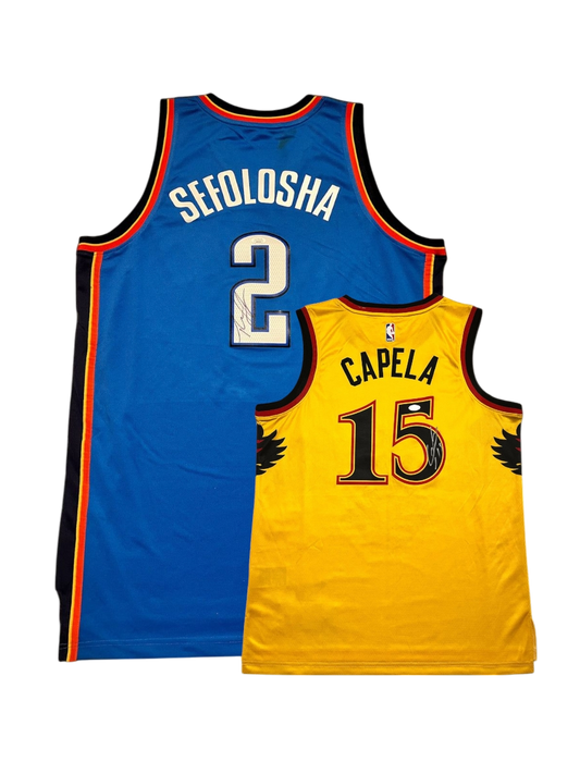Thabo Sefolosha v Clint Capela NBA signed Jersey Bundle