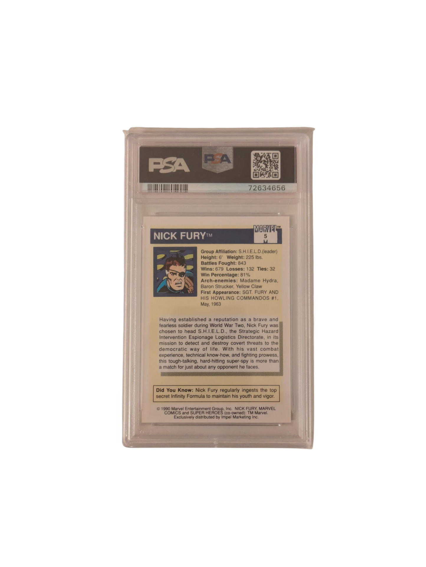 1990 Marvel Universe Nick Fury #5 PSA 9 Card