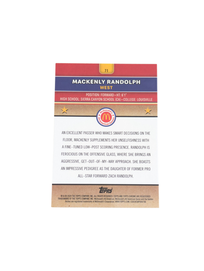 2024 Topps McDonald's All American Games Mackenly Randolph #71 Holo card