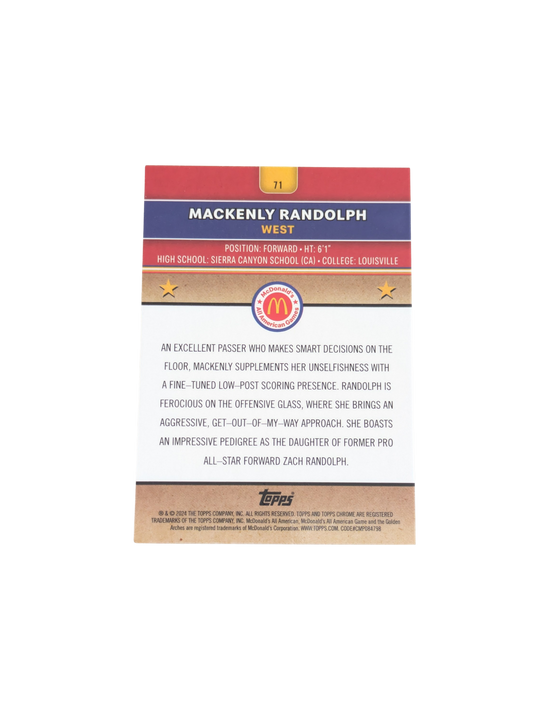 2024 Topps McDonald's All American Games Mackenly Randolph #71 Holo card