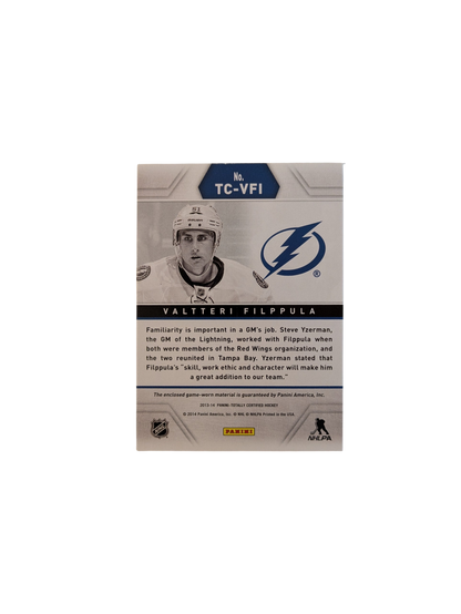2014 Panini Totally Certified Tampa Bay Lightning Valterri Filppula Patch Card