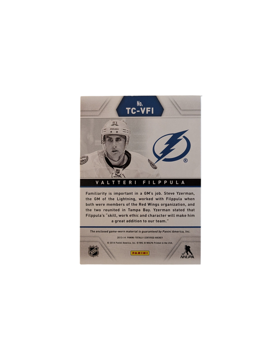 2014 Panini Totally Certified Tampa Bay Lightning Valterri Filppula Patch Card