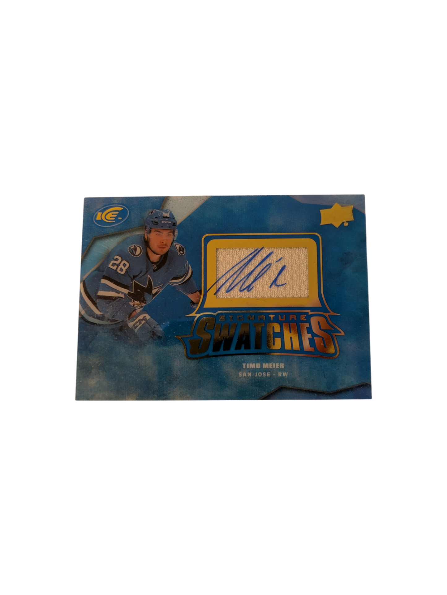 2022 Upper Deck Signature Swatches San Jose Shark Timo Meier Auto Card