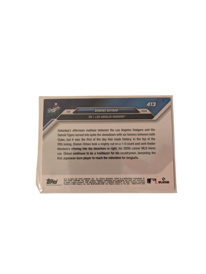 2024 Topps Now Los Angeles Dodgers Shohei Ohtani 200TH Career HR #413 Card